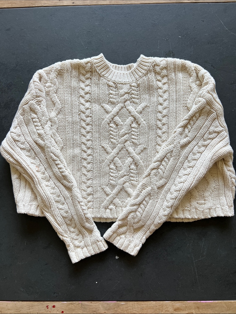 Jessica Simpson Cream Cable Knit Cropped Sweater